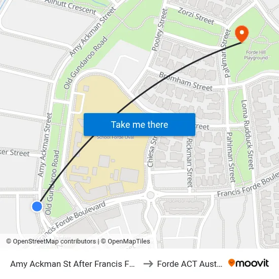Amy Ackman St After Francis Forde St to Forde ACT Australia map