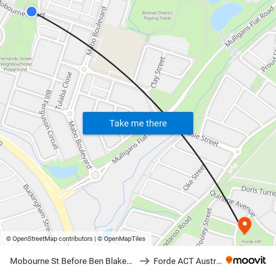 Mobourne St Before Ben Blakeney St to Forde ACT Australia map