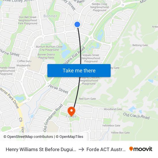 Henry Williams St Before Duguid St to Forde ACT Australia map