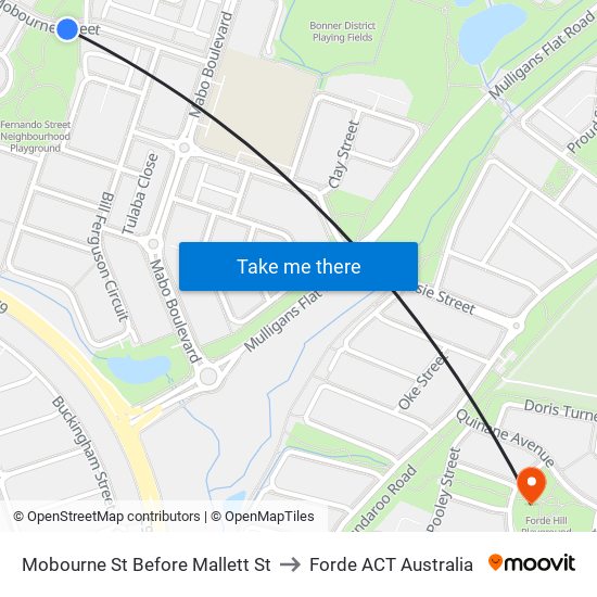 Mobourne St Before Mallett St to Forde ACT Australia map