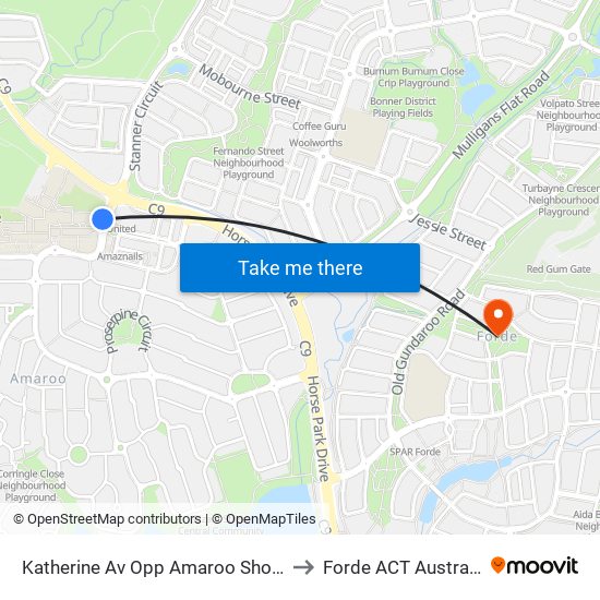 Katherine Av Opp Amaroo Shops to Forde ACT Australia map