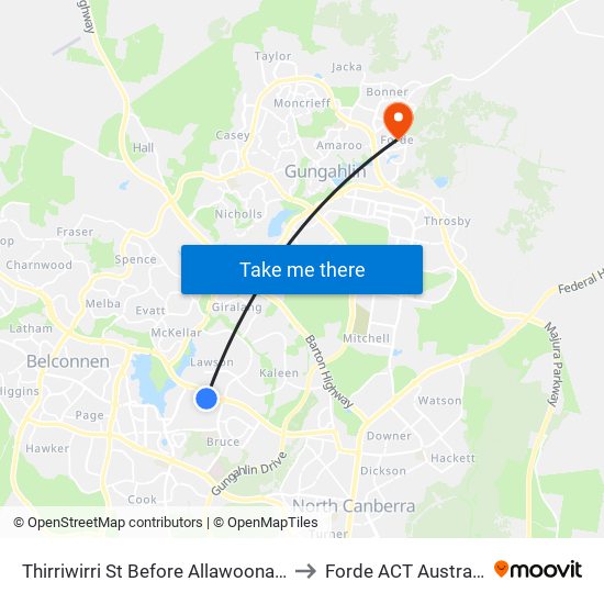 Thirriwirri St Before Allawoona St to Forde ACT Australia map