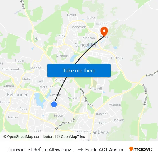 Thirriwirri St Before Allawoona St to Forde ACT Australia map