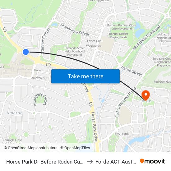 Horse Park Dr Before Roden Cutler Dr to Forde ACT Australia map