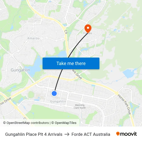 Gungahlin Place Plt 4 Arrivals to Forde ACT Australia map