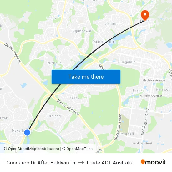 Gundaroo Dr After Baldwin Dr to Forde ACT Australia map