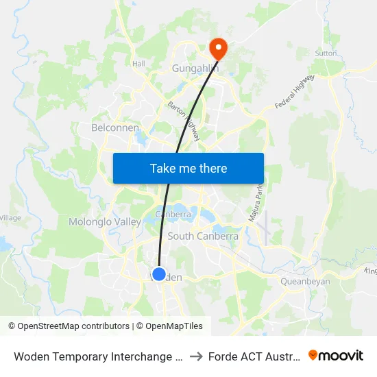 Woden Temporary Interchange Plt 5 to Forde ACT Australia map