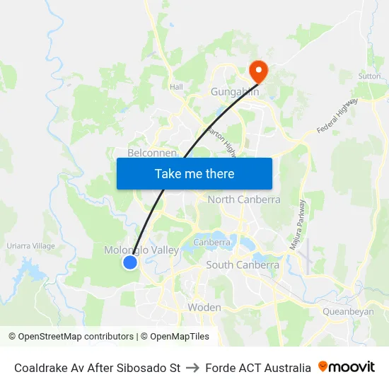 Coaldrake Av After Sibosado St to Forde ACT Australia map