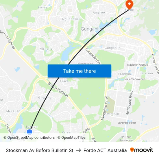 Stockman Av Before Bulletin St to Forde ACT Australia map