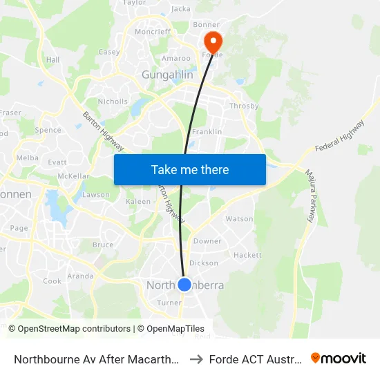 Northbourne Av After Macarthur Av to Forde ACT Australia map