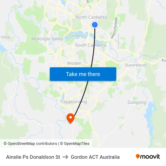 Ainslie Ps Donaldson St to Gordon ACT Australia map