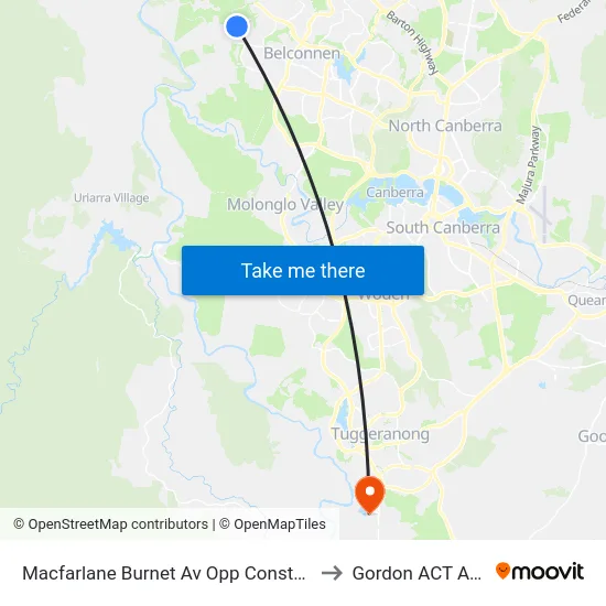 Macfarlane Burnet Av Opp Constance Stone St to Gordon ACT Australia map