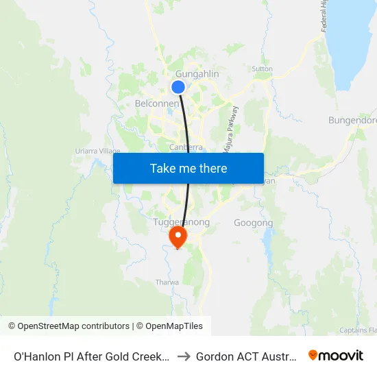 O'Hanlon Pl After Gold Creek Rd to Gordon ACT Australia map
