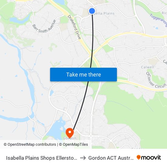Isabella Plains Shops Ellerston Av to Gordon ACT Australia map