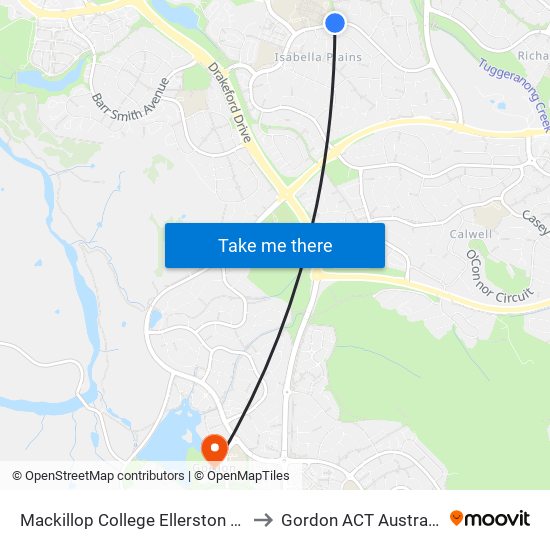 Mackillop College Ellerston Av to Gordon ACT Australia map