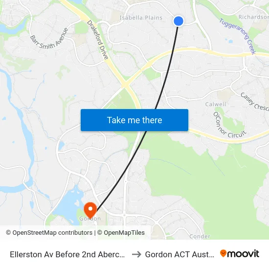 Ellerston Av Before 2nd Abercorn Cr to Gordon ACT Australia map