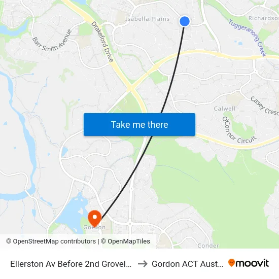 Ellerston Av Before 2nd Groveland Cr to Gordon ACT Australia map