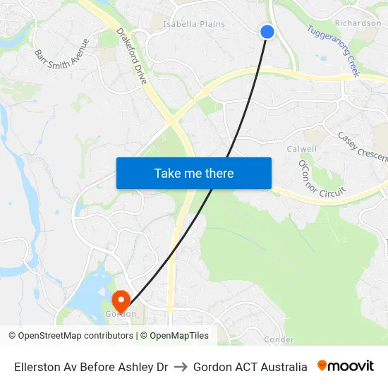 Ellerston Av Before Ashley Dr to Gordon ACT Australia map