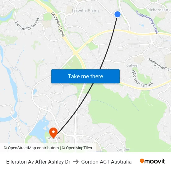 Ellerston Av After Ashley Dr to Gordon ACT Australia map