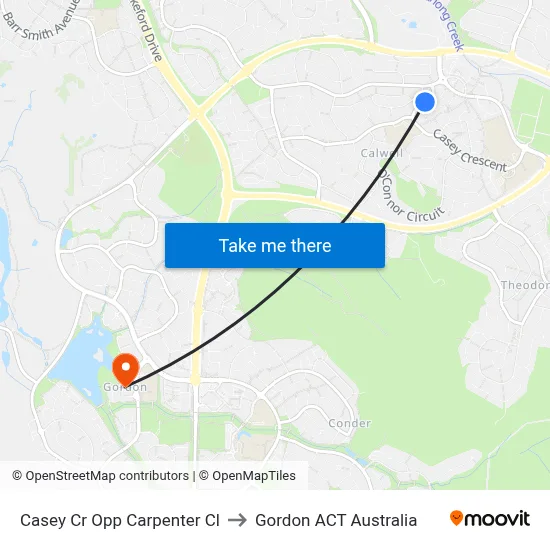 Casey Cr Opp Carpenter Cl to Gordon ACT Australia map