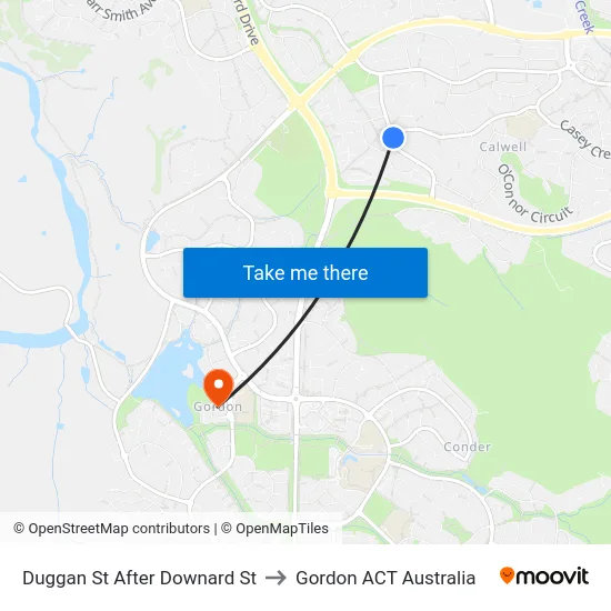 Duggan St After Downard St to Gordon ACT Australia map