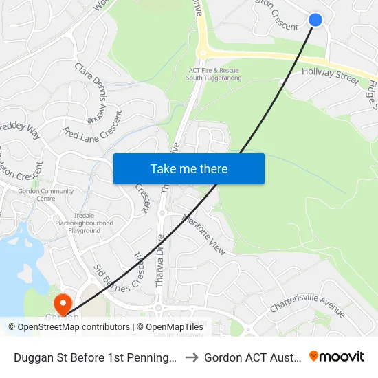 Duggan St Before 1st Pennington Cr to Gordon ACT Australia map