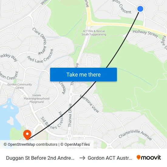 Duggan St Before 2nd Andrew Cr to Gordon ACT Australia map