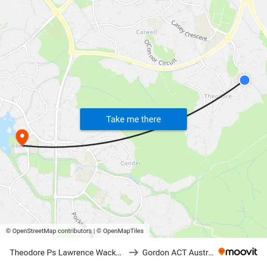 Theodore Ps Lawrence Wackett Cr to Gordon ACT Australia map