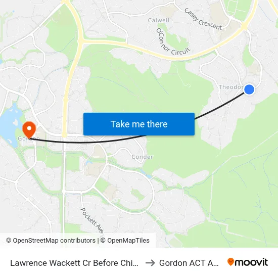 Lawrence Wackett Cr Before Chippindall Cct to Gordon ACT Australia map