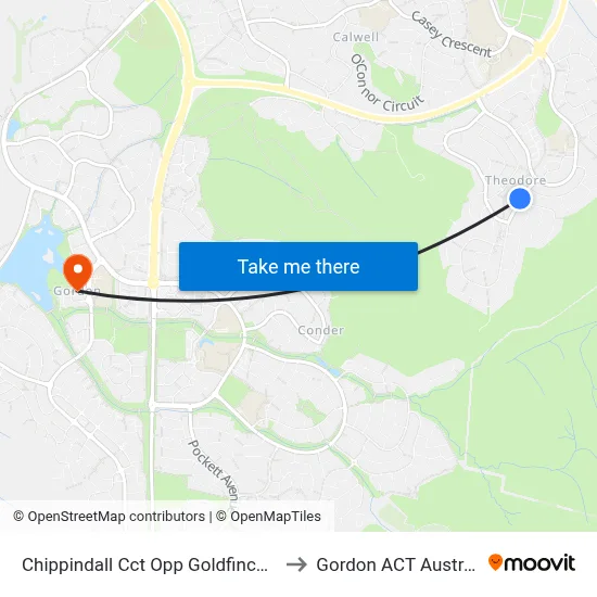 Chippindall Cct Opp Goldfinch Cct to Gordon ACT Australia map