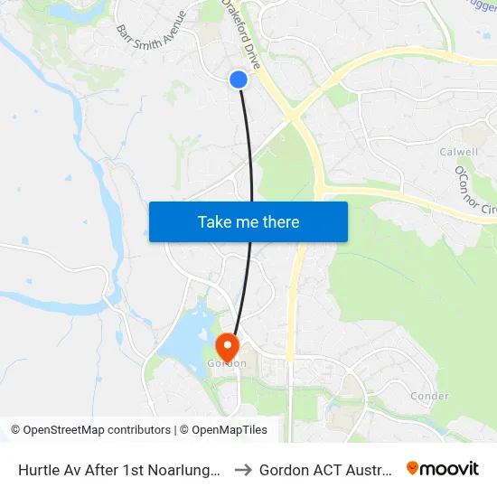 Hurtle Av After 1st Noarlunga Cr to Gordon ACT Australia map