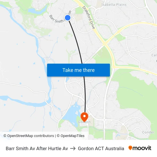 Barr Smith Av After Hurtle Av to Gordon ACT Australia map