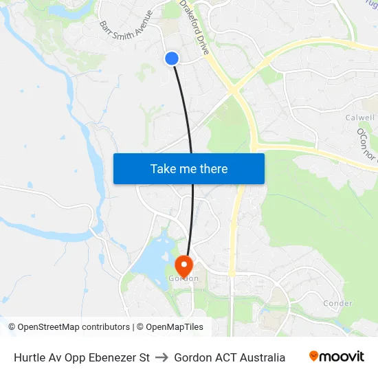 Hurtle Av Opp Ebenezer St to Gordon ACT Australia map