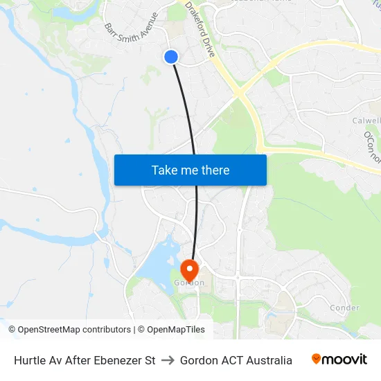Hurtle Av After Ebenezer St to Gordon ACT Australia map