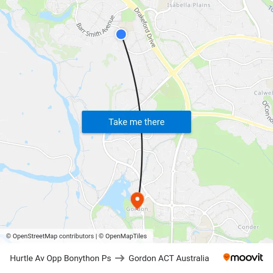 Hurtle Av Opp Bonython Ps to Gordon ACT Australia map