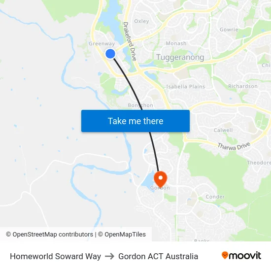 Homeworld Soward Way to Gordon ACT Australia map