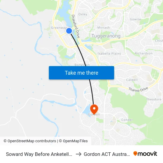 Soward Way Before Anketell St to Gordon ACT Australia map
