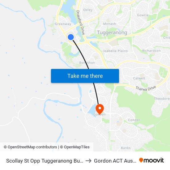 Scollay St Opp Tuggeranong Bus Depot to Gordon ACT Australia map