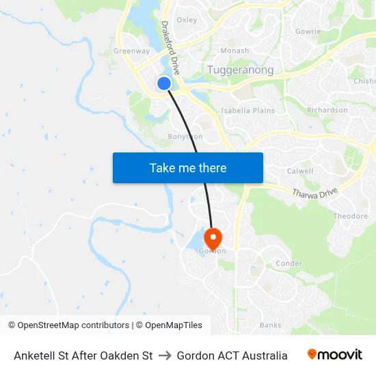 Anketell St After Oakden St to Gordon ACT Australia map