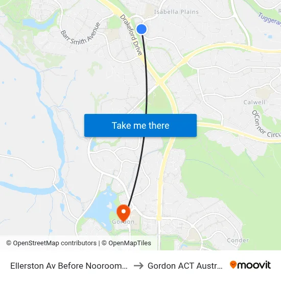 Ellerston Av Before Noorooma St to Gordon ACT Australia map
