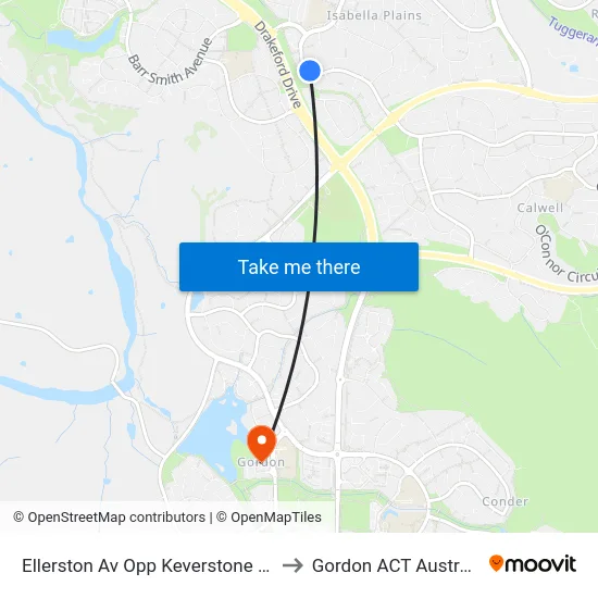 Ellerston Av Opp Keverstone Cct to Gordon ACT Australia map