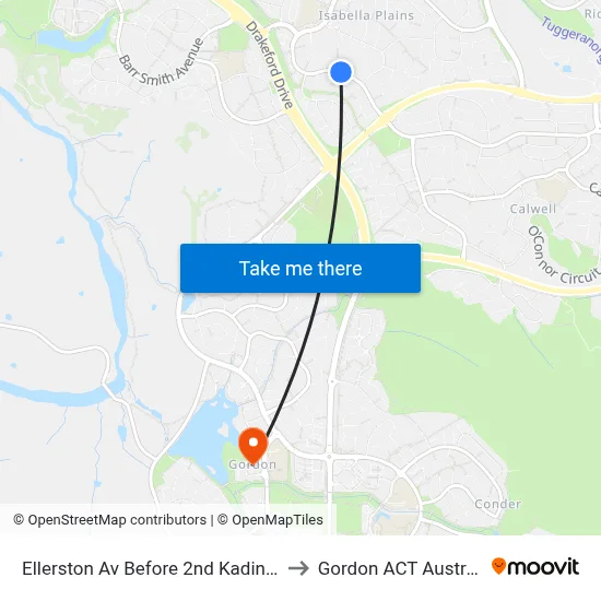 Ellerston Av Before 2nd Kadina Cr to Gordon ACT Australia map