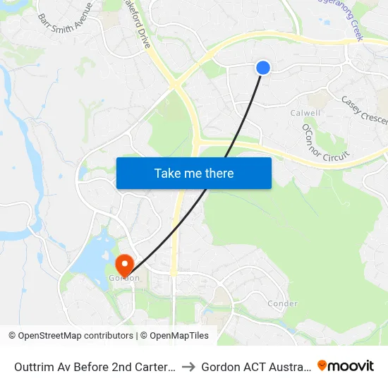 Outtrim Av Before 2nd Carter Cr to Gordon ACT Australia map