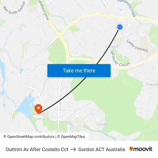 Outtrim Av After Costello Cct to Gordon ACT Australia map