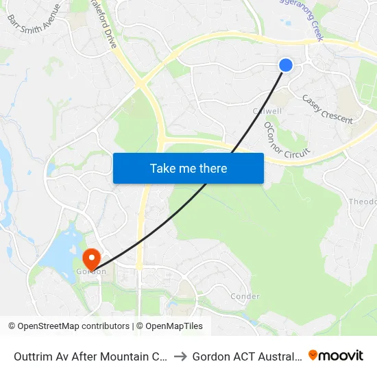 Outtrim Av After Mountain Cct to Gordon ACT Australia map