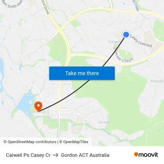 Calwell Ps Casey Cr to Gordon ACT Australia map