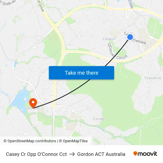 Casey Cr Opp O'Connor Cct to Gordon ACT Australia map
