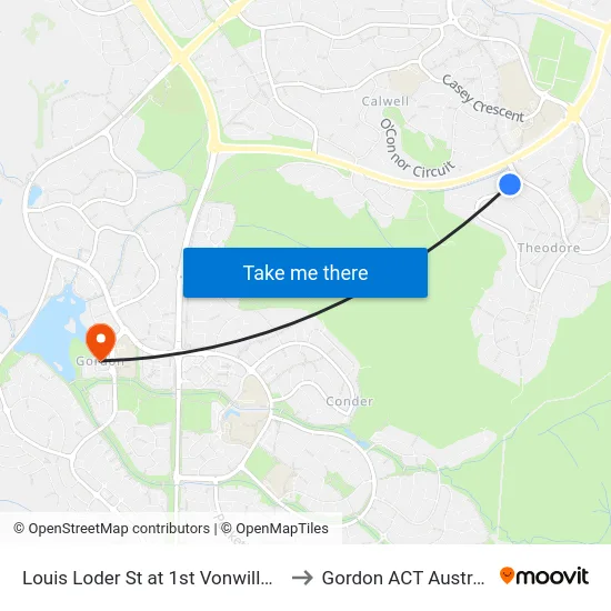 Louis Loder St at 1st Vonwiller Cr to Gordon ACT Australia map
