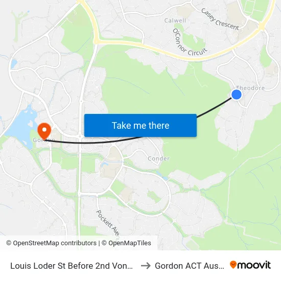 Louis Loder St Before 2nd Vonwiller Cr to Gordon ACT Australia map