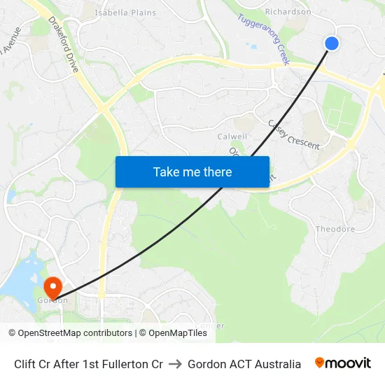 Clift Cr After 1st Fullerton Cr to Gordon ACT Australia map